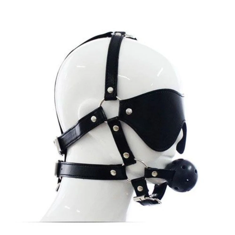 knebel Imbracatura per viso con Maschera per occhi e morso Total Head Harness Restraint black
