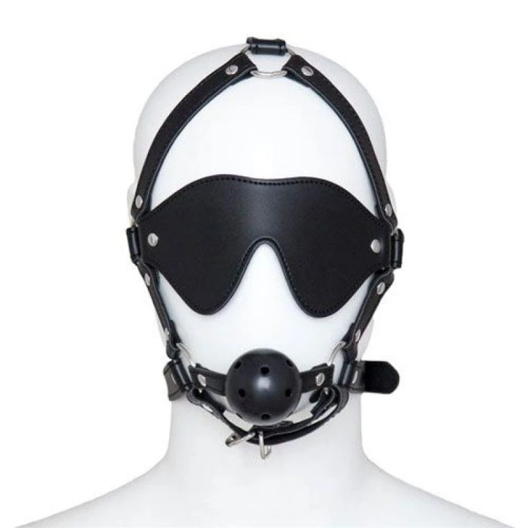 knebel Imbracatura per viso con Maschera per occhi e morso Total Head Harness Restraint black