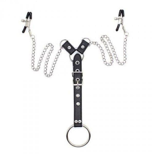 łańcuszek Penitence Man Nipples Clamps BLACK