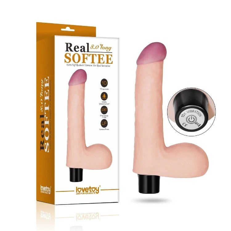 dildo 8"" REAL SOFTEE Vibrating