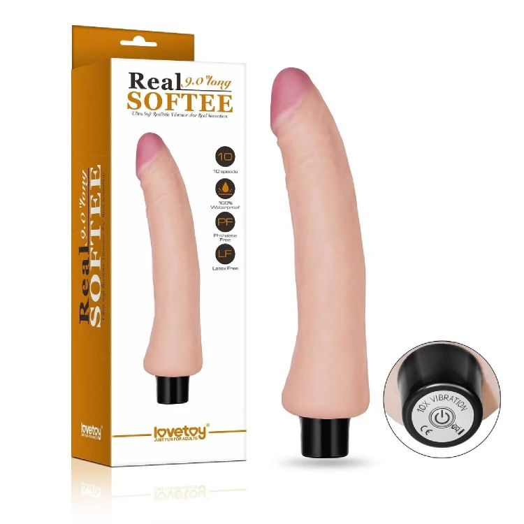 dildo 9"" REAL SOFTEE Vibrating