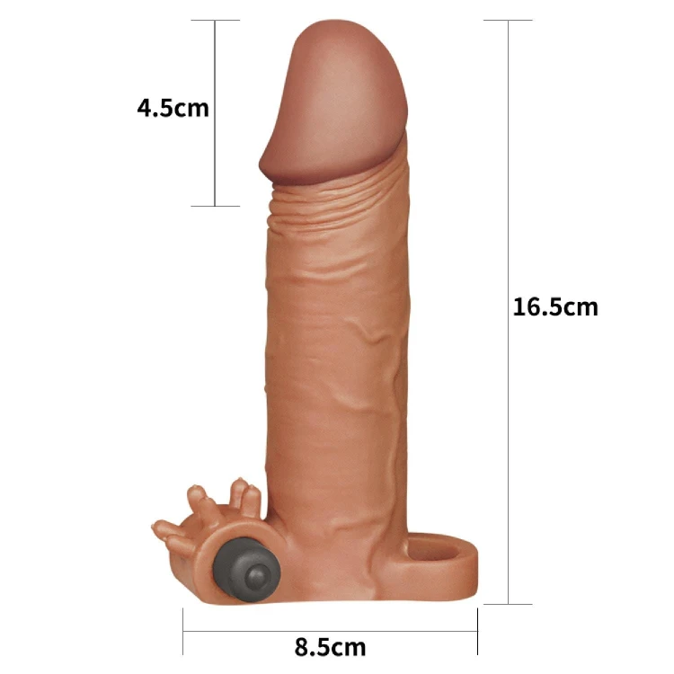 nakładka realistyczna Add 2"" Pleasure X Tender Vibrating Penis Sleeve Brown