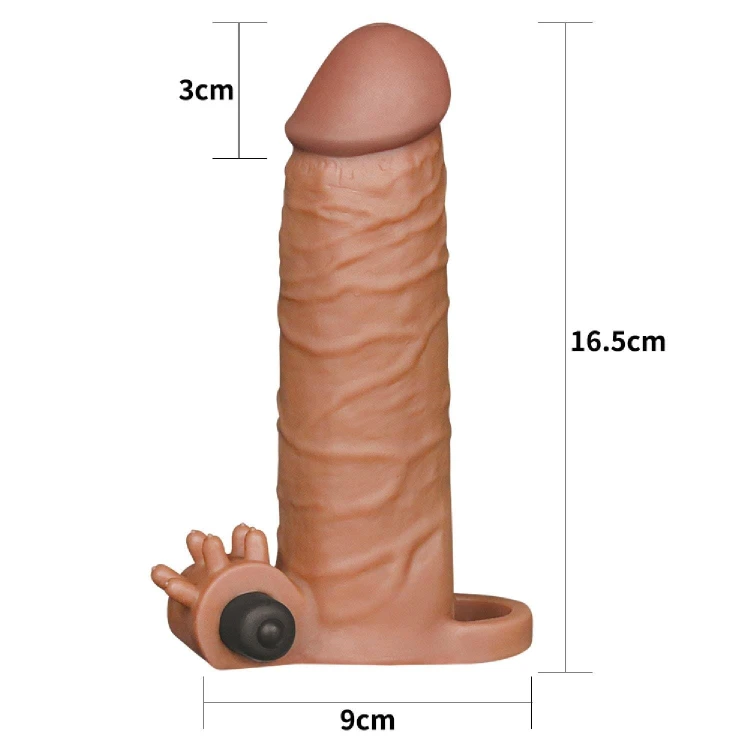 nakładka realistyczna Add 2"" Pleasure X Tender Vibrating Penis Sleeve Brown