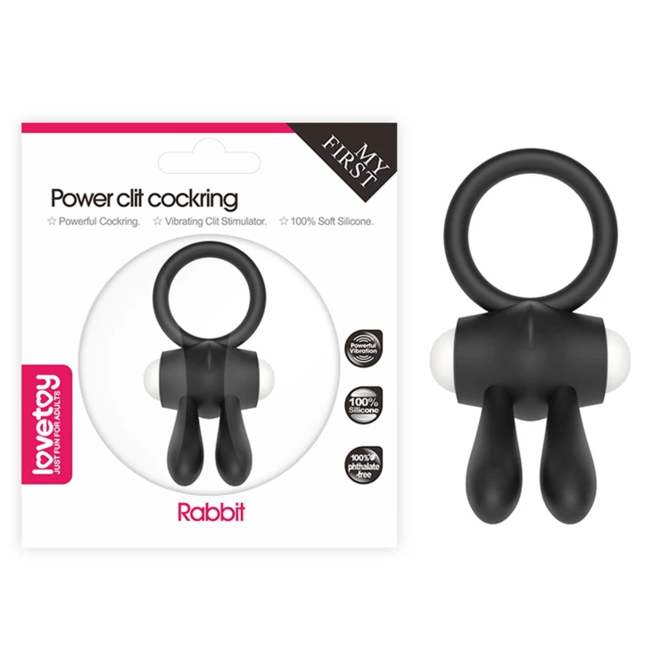 pierścień erekcyjny Power Clit Silicone Cockring Black