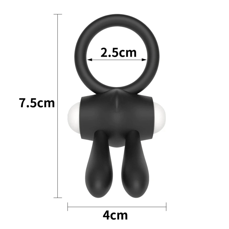 pierścień erekcyjny Power Clit Silicone Cockring Black