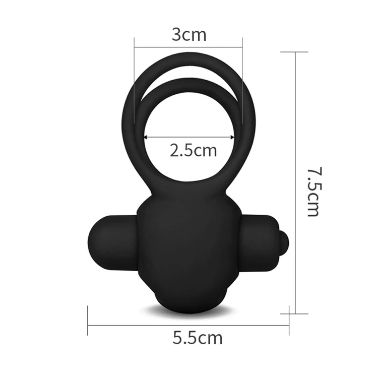 pierścień erekcyjny Power Clit Duo Silicone Cockring Black