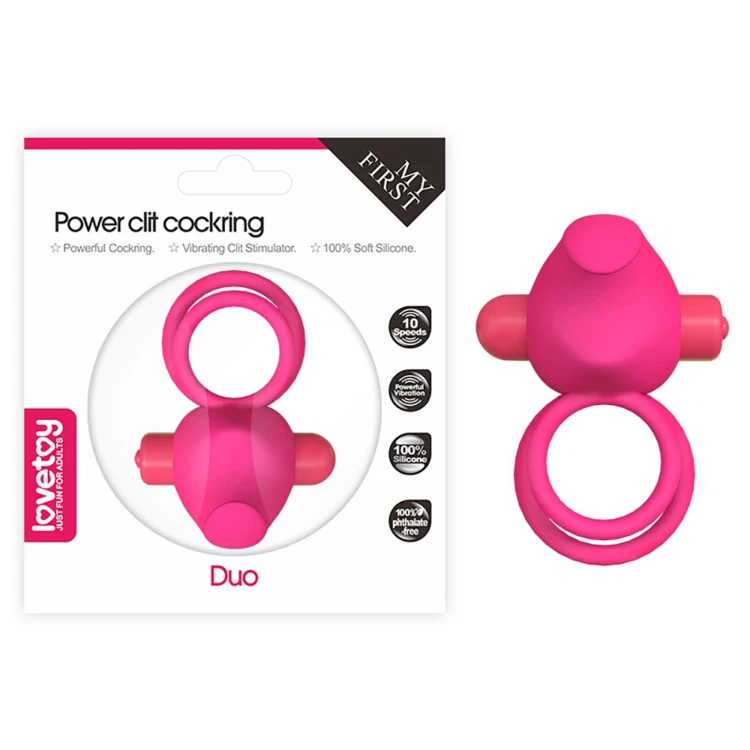 pierścień erekcyjny Power Clit Duo Silicone Cockring Pink