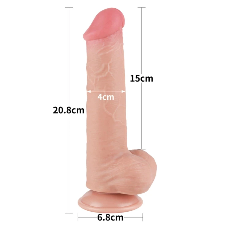 dildo 8'' Sliding Skin Dual Layer Dong Flesh