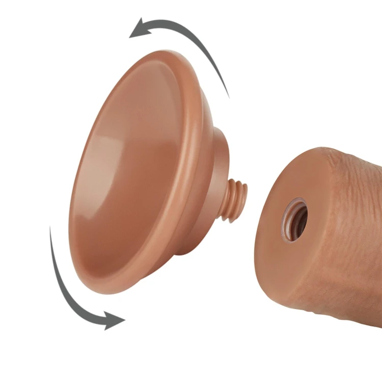 dildo 8'' Sliding Skin Dual Layer Dong Brown