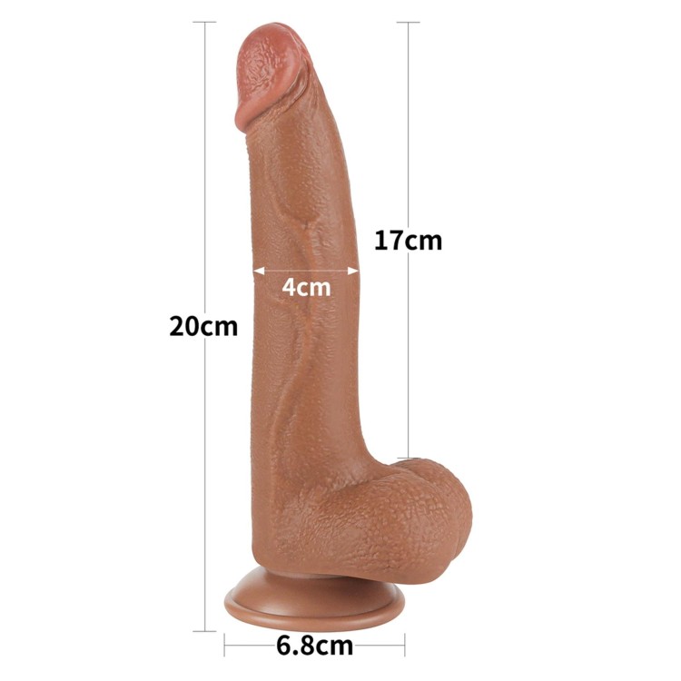 dildo 8.5'' Sliding Skin Dual Layer Dong Brown