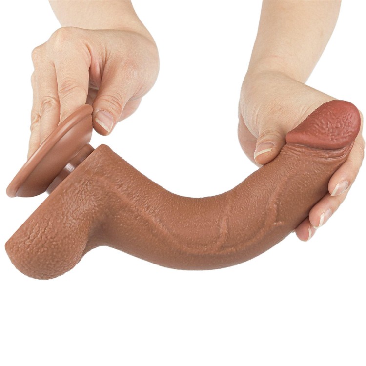 dildo 8.5'' Sliding Skin Dual Layer Dong Brown