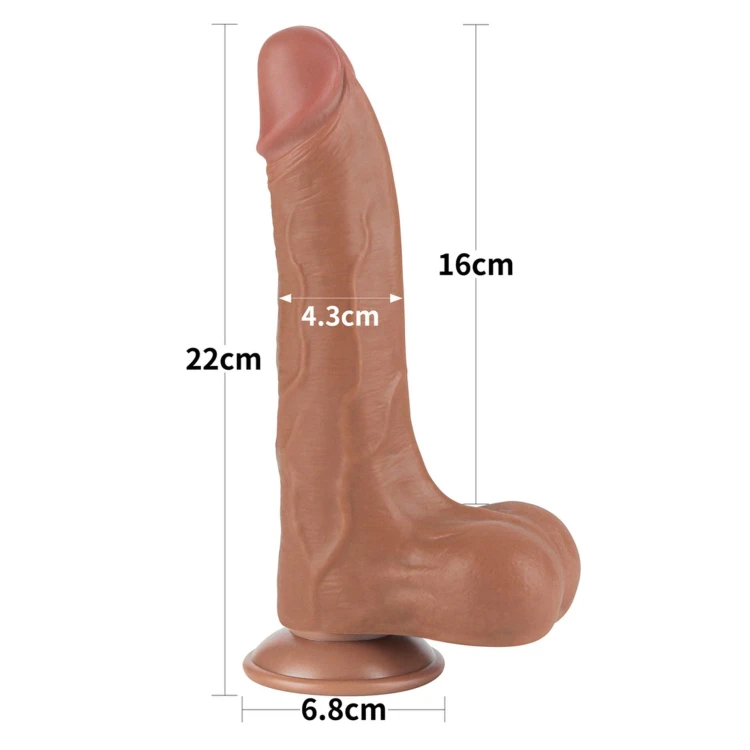 dildo 8.5'' Sliding Skin Dual Layer Dong Brown