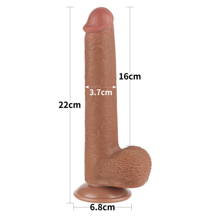 dildo 9'' Sliding Skin Dual Layer Dong Brown