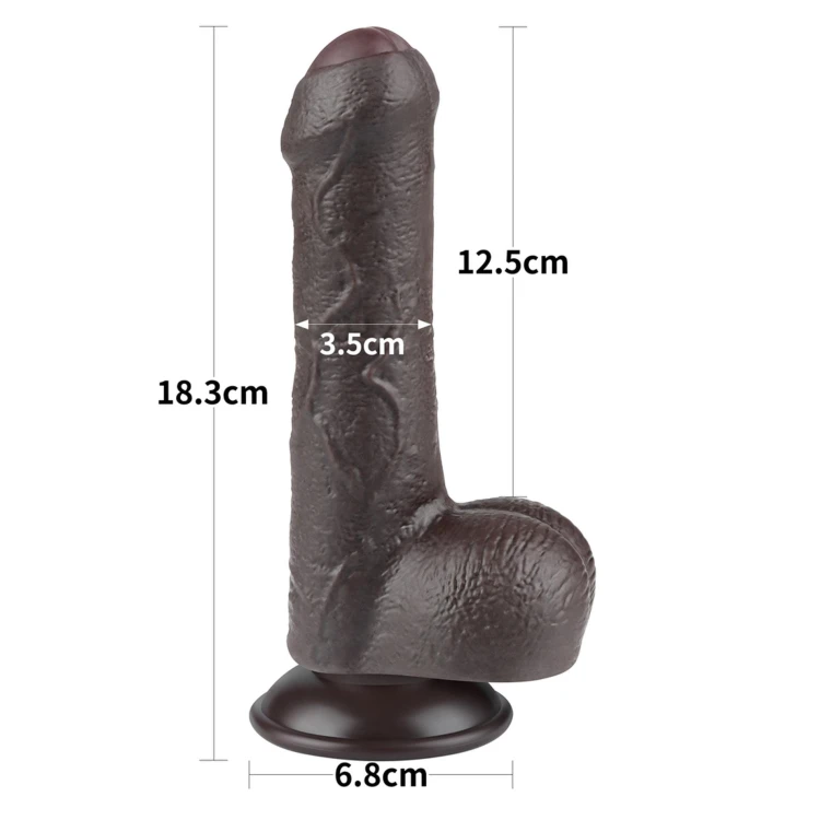 dildo 7'' Sliding Skin Dual Layer Dong Black