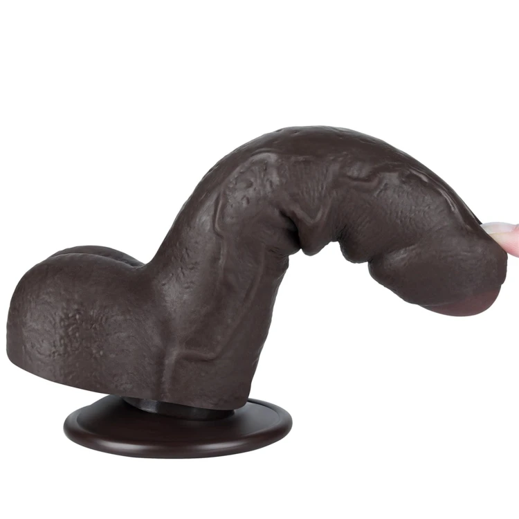 dildo 7'' Sliding Skin Dual Layer Dong Black