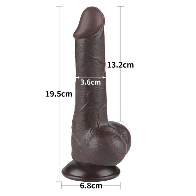 dildo 7.5'' Sliding Skin Dual Layer Dong Black