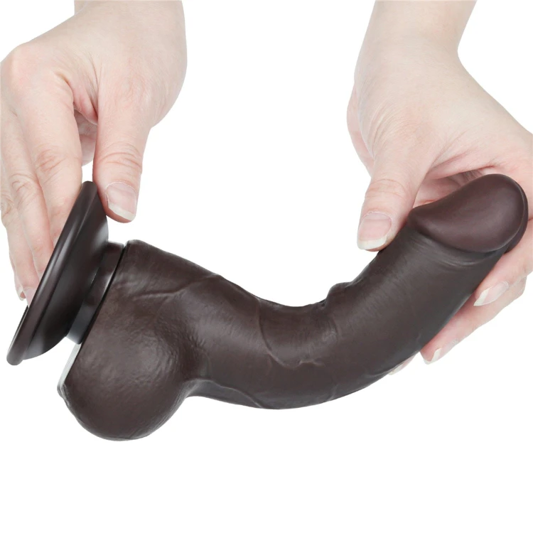 dildo 7.5'' Sliding Skin Dual Layer Dong Black