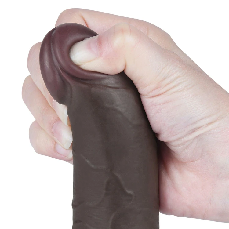dildo 7.5'' Sliding Skin Dual Layer Dong Black