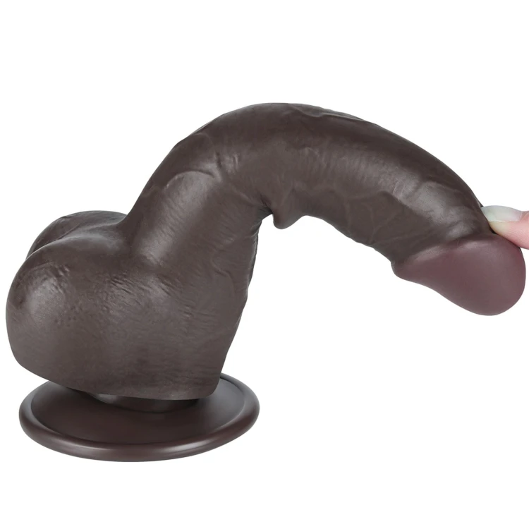 dildo 7.5'' Sliding Skin Dual Layer Dong Black