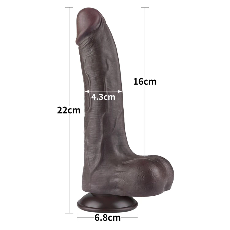 dildo 8.5'' Sliding Skin Dual Layer Dong Black