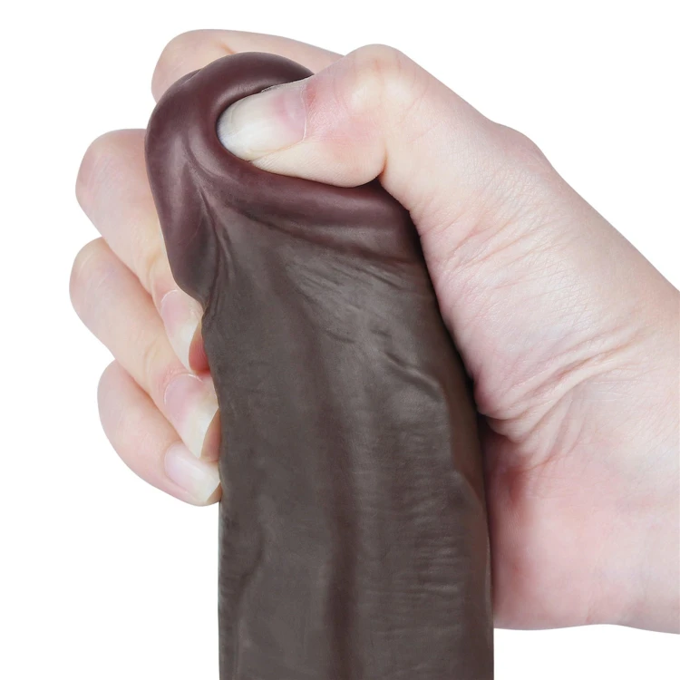 dildo 8.5'' Sliding Skin Dual Layer Dong Black