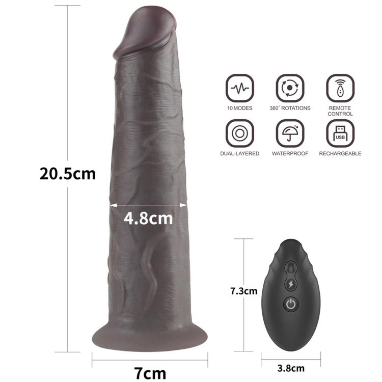 dildo 8.0'' Dual Layered Platinum Silicone Rotator