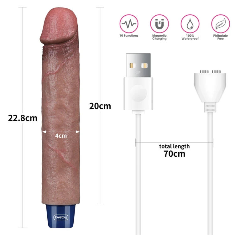 wibrator 9" REAL SOFTEE Rechargeable Silicone Vibrating Dildo
