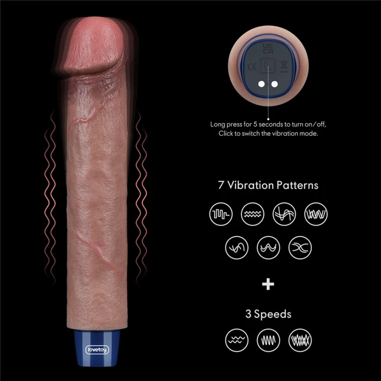 wibrator 9" REAL SOFTEE Rechargeable Silicone Vibrating Dildo