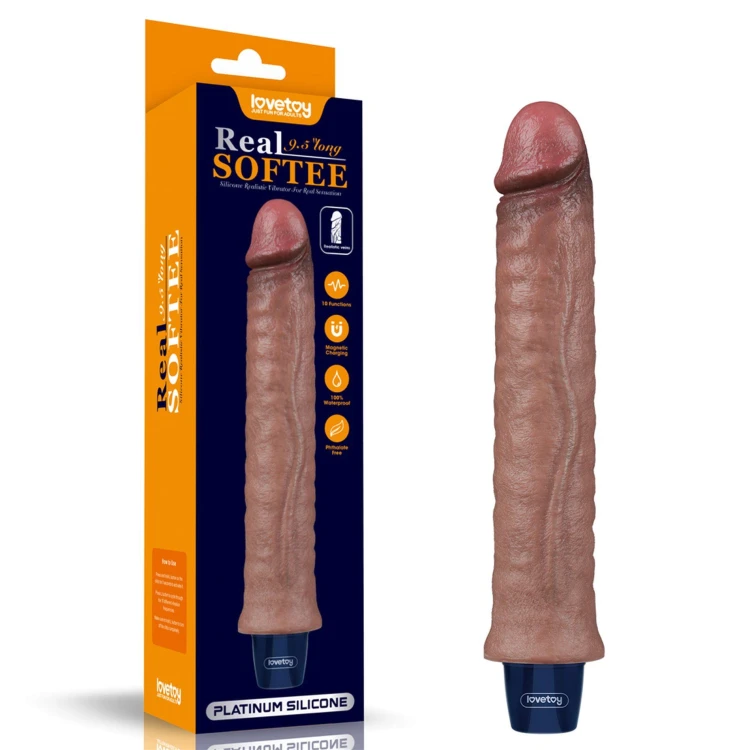 wibrator 9.5" REAL SOFTEE Rechargeable Silicone Vibrating Dildo