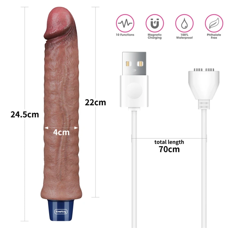 wibrator 9.5" REAL SOFTEE Rechargeable Silicone Vibrating Dildo