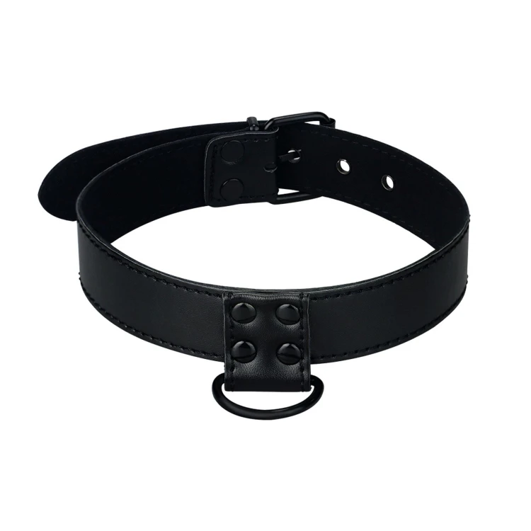 obroża Bondage Fetish Black Matt Collar With Leash