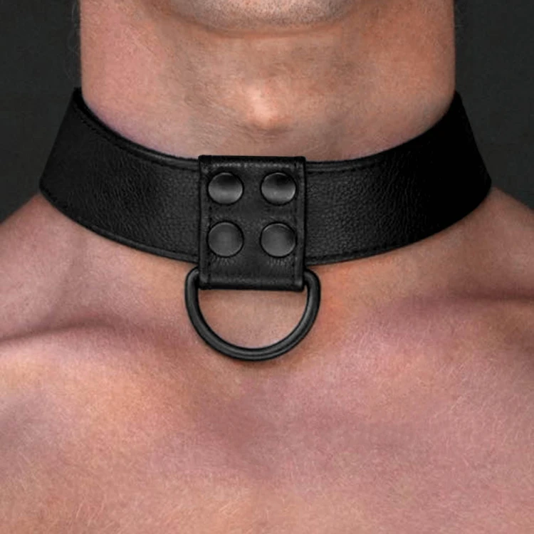 obroża Bondage Fetish Black Matt Collar With Leash