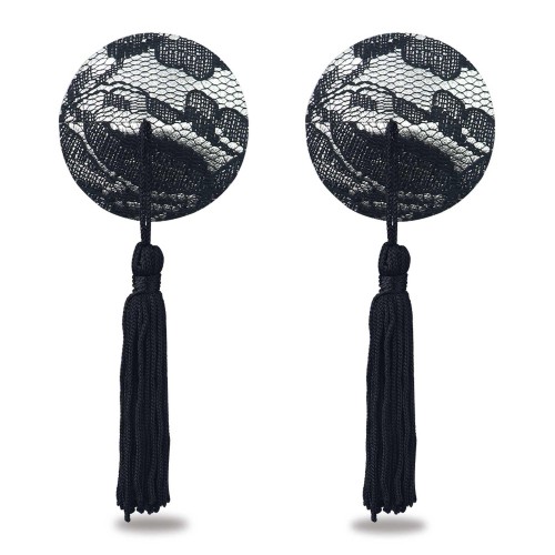 nasutniki Reusable Black Lace Round Tassel Nipple Pasties
