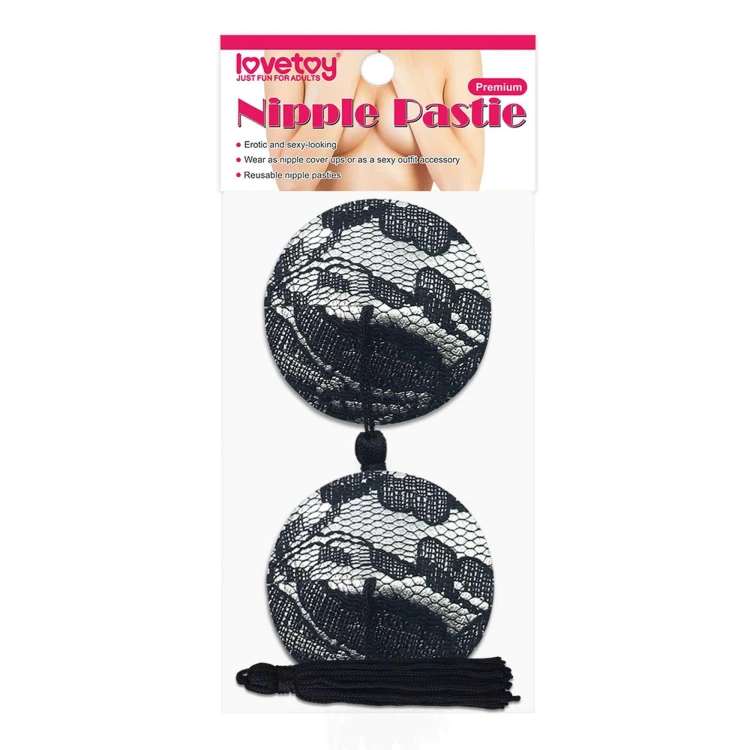nasutniki Reusable Black Lace Round Tassel Nipple Pasties