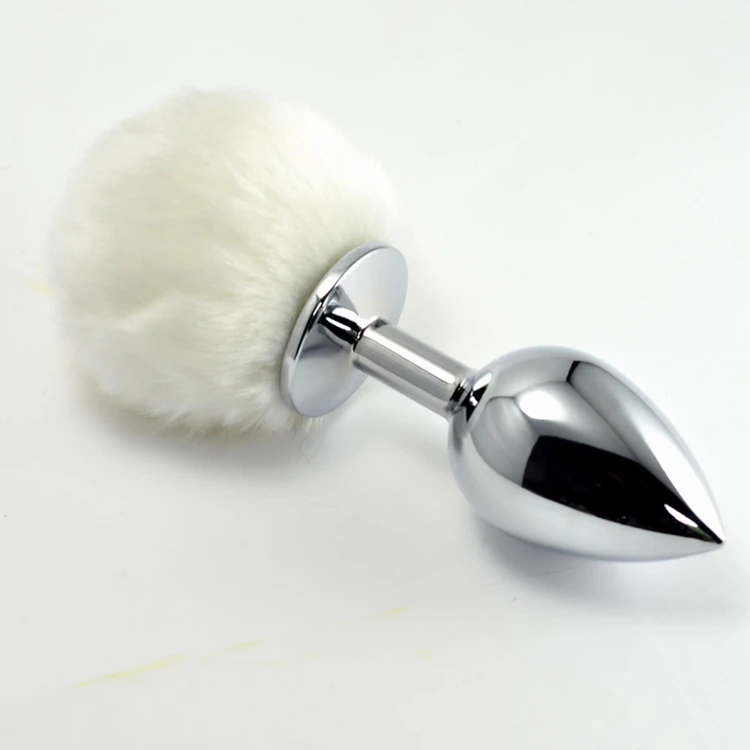 korek analny Pompon Metal Plug Small White