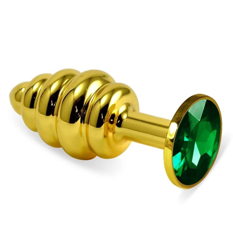 korek analny Gold Spiral Plug Green