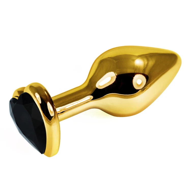 korek analny Gold Heart Plug Black