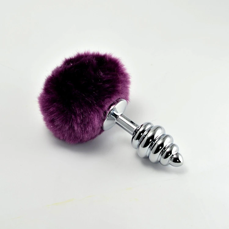 korek analny Spiral Pompon Metal Plug Purple