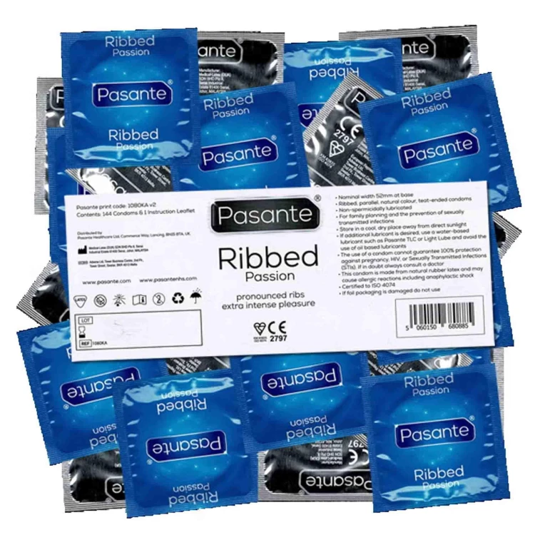 prezerwatywy Pasante Ribbed/Passion Condoms Bulk Packs 144 pcs
