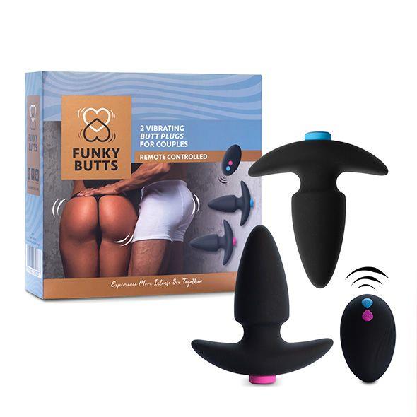zestaw korków FeelzToys - FunkyButts Remote Controlled Butt Plug Set for Couples