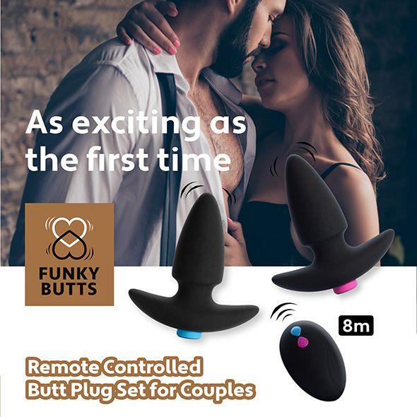 zestaw korków FeelzToys - FunkyButts Remote Controlled Butt Plug Set for Couples