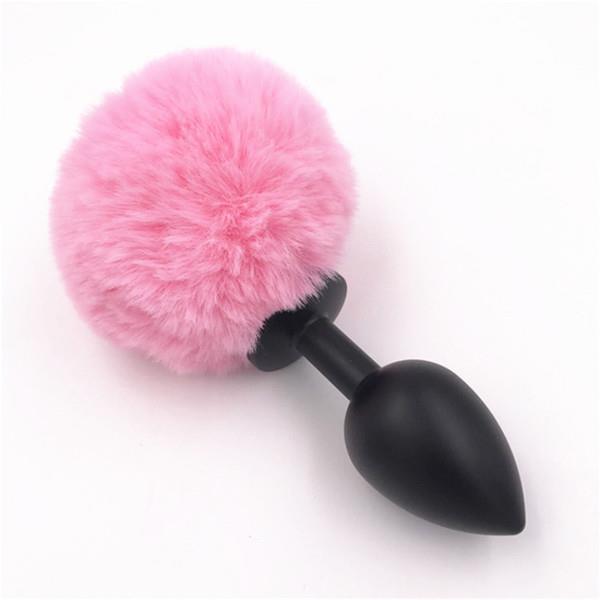 zestaw korków analnych Bunny plug  black with pink tail starter 3 - pack