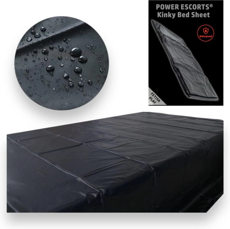 prześcieradło winylowe Power Escorts - Kinky Bed Sheet Black - 160 x 227 CM