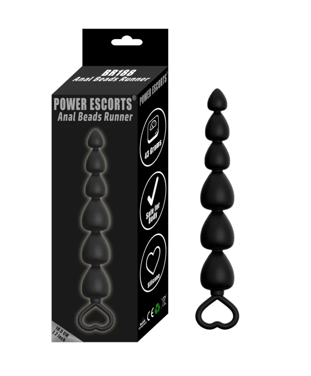 koraliki analne Power Escorts - Anal Beads Runner - Silicone-Black