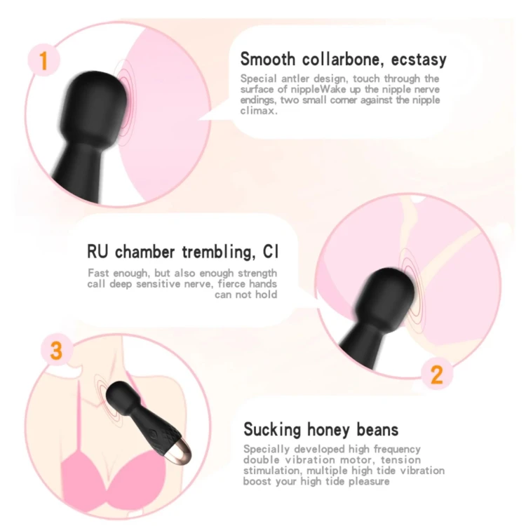wibrator wand Mini Wand De Luxe - Black - 11,6 Cm / 4.5 Inch Silicone Wand Massager