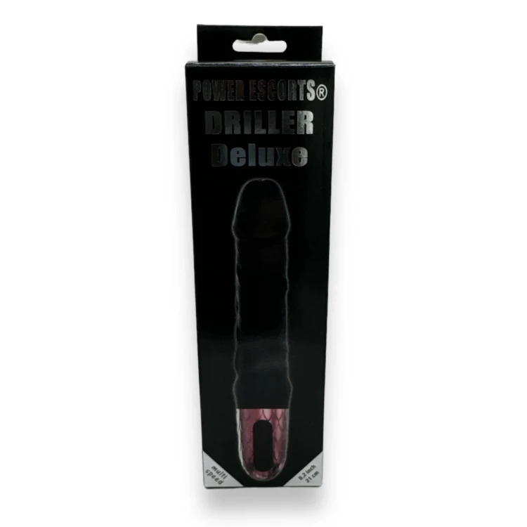 wibrator Driller De Luxe Black - 21 Cm / 8.2 Inch Fat Silicone Realistic Vibrator