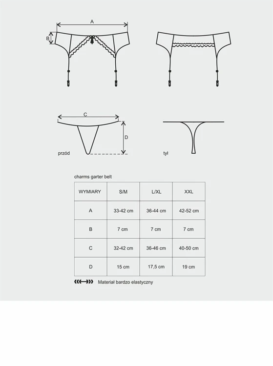 pas do pończoch i stringi czarny Charms L/XL