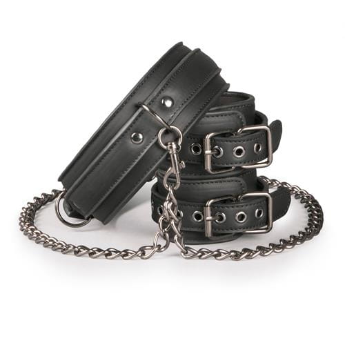 kajdanki i choker Leather Collar With Handcuffs