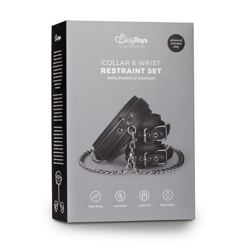 kajdanki i choker Leather Collar With Handcuffs