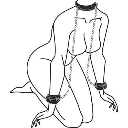 kajdanki i choker Leather Collar With Handcuffs